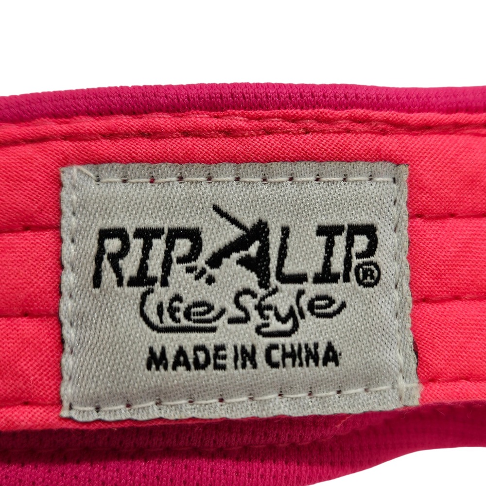 Women's Neon Pink With Yellow Lettering Rip A Lip Adjustable Fishing Visor Hat - Picture 6 of 8